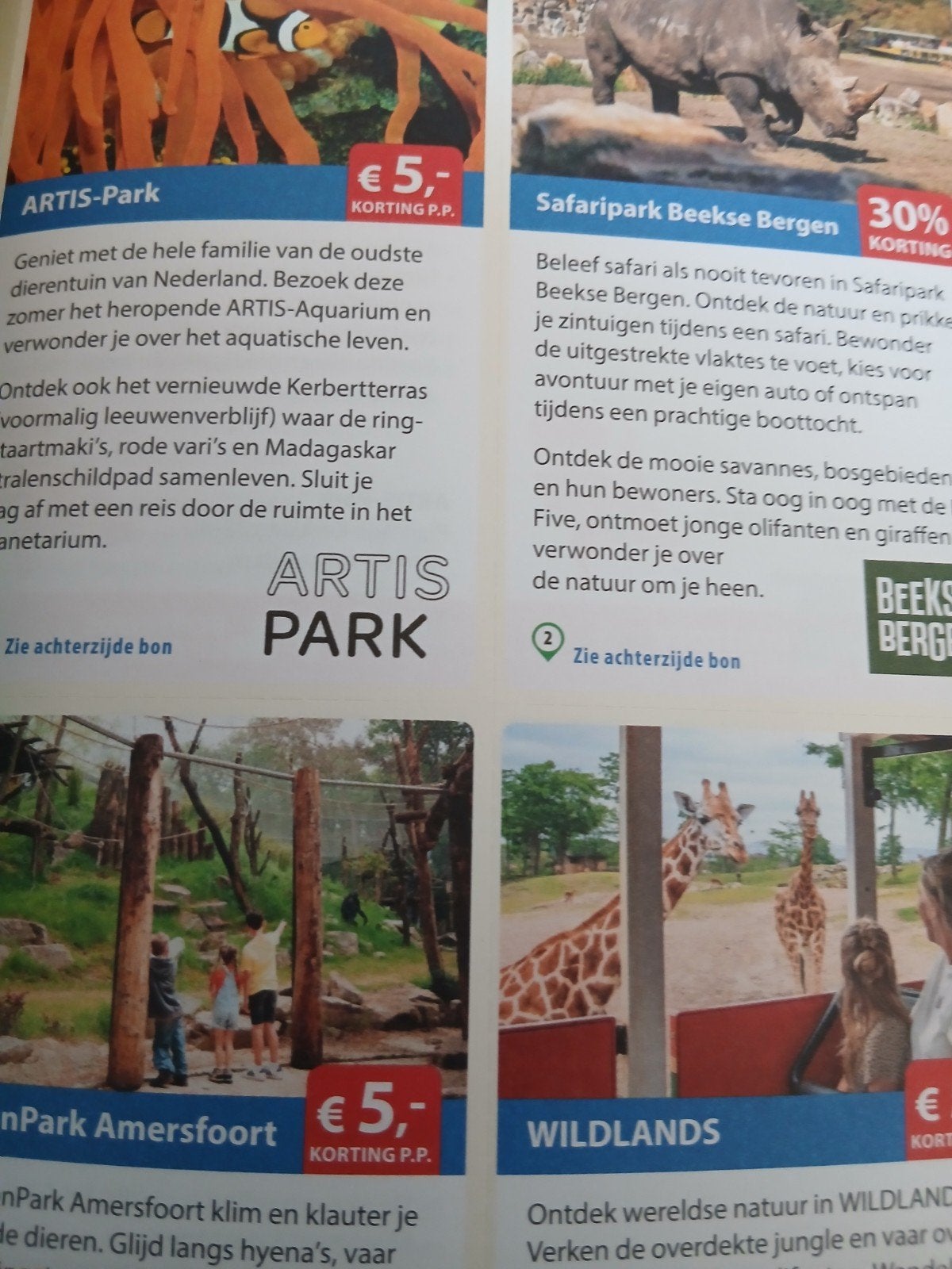 Kortingsbonnen uit voordeelgids dierentuin museum  pretpark, Tickets en Kaartjes, Drie personen of meer, Overige soorten