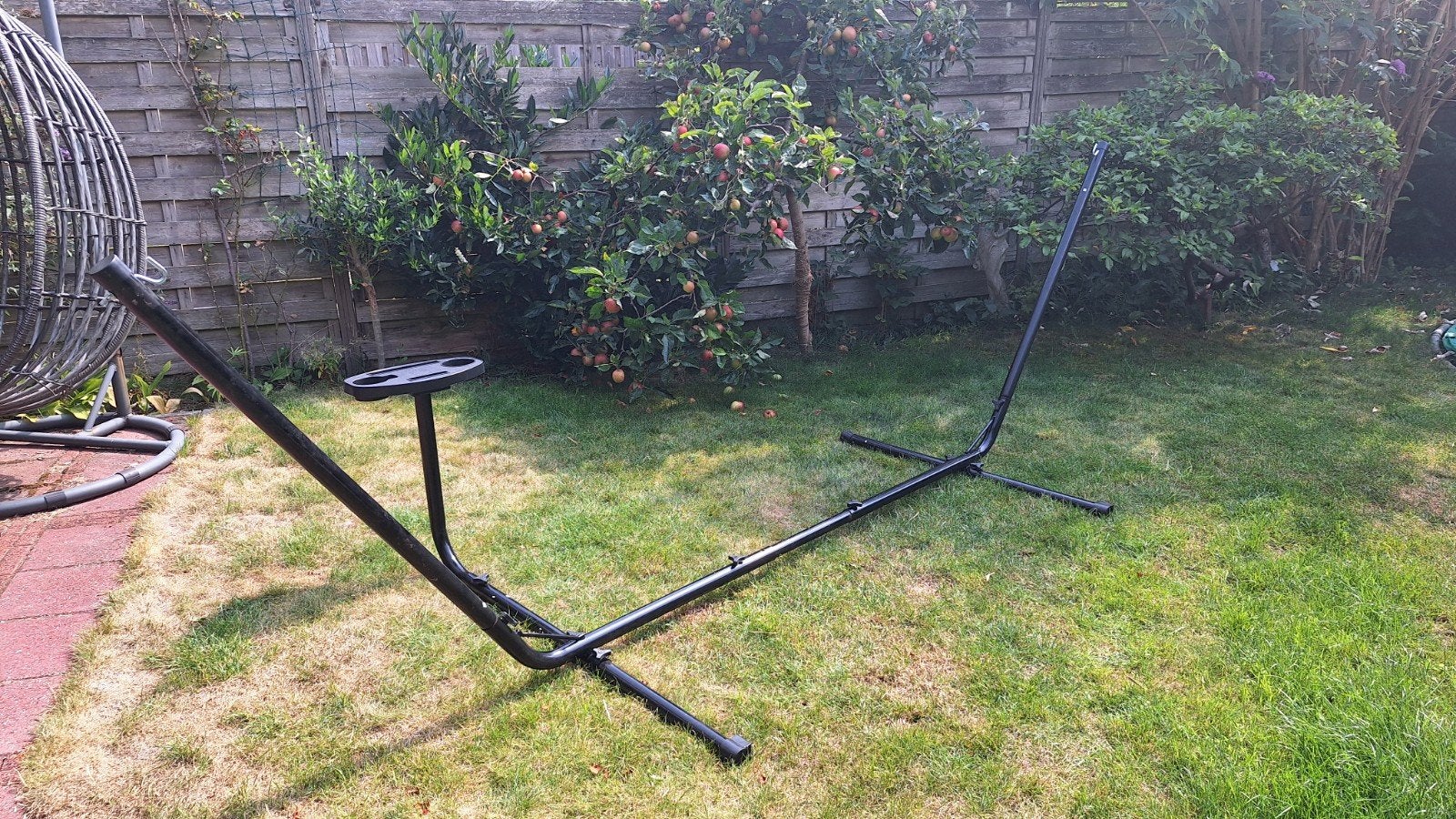 Zwart metalen hangmatstandaard, Tuin en Terras, Ophalen, Gebruikt, Meerpersoons, Met standaard