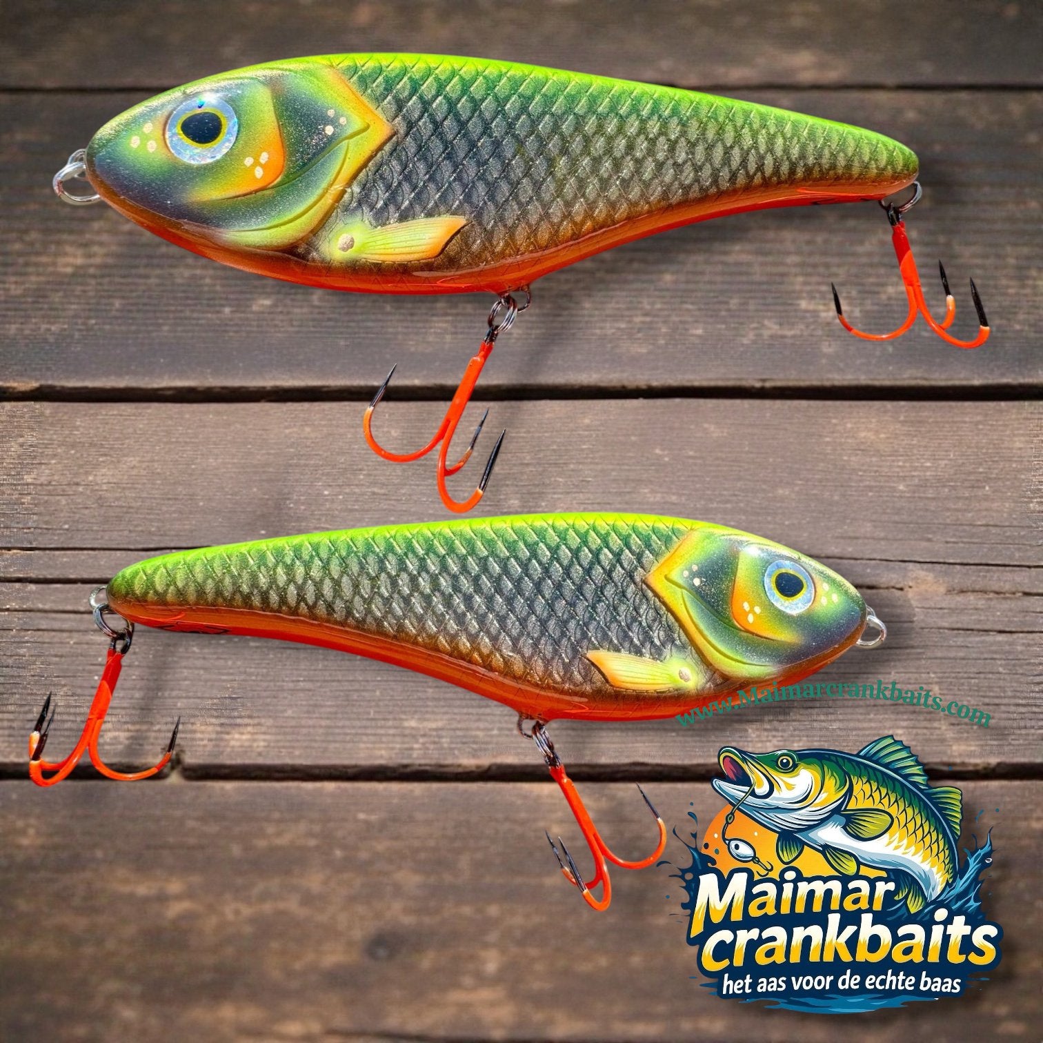 Custom Gespoten 6” Slider Jerkbait UV treble 1# afgehaakt, Haak, Purmerend, Nieuw, Ophalen of Verzenden