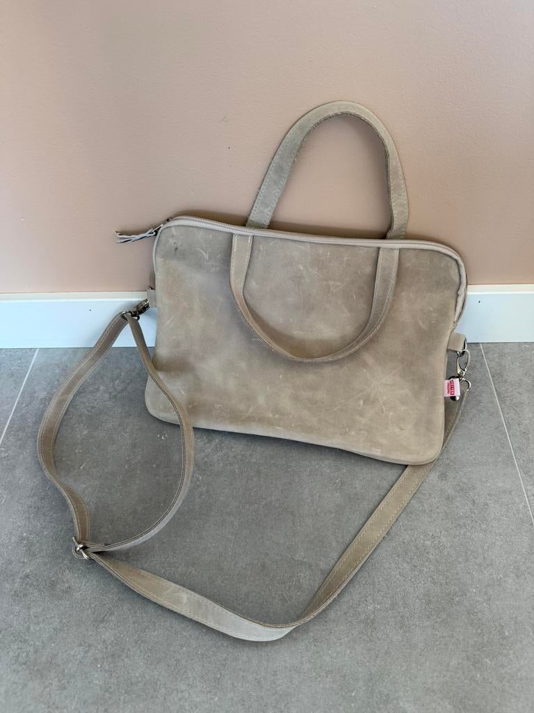 Petter Creations handgemaakte leren laptoptas, Ophalen, Gebruikt, Beige, Overige typen