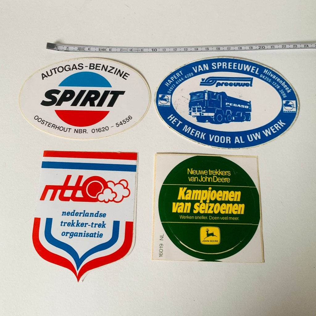 Vintage Stickers Spirit, Van Spreeuwel, Trekker-trek, John D, Ophalen of Verzenden, Zo goed als nieuw, Auto of Motor