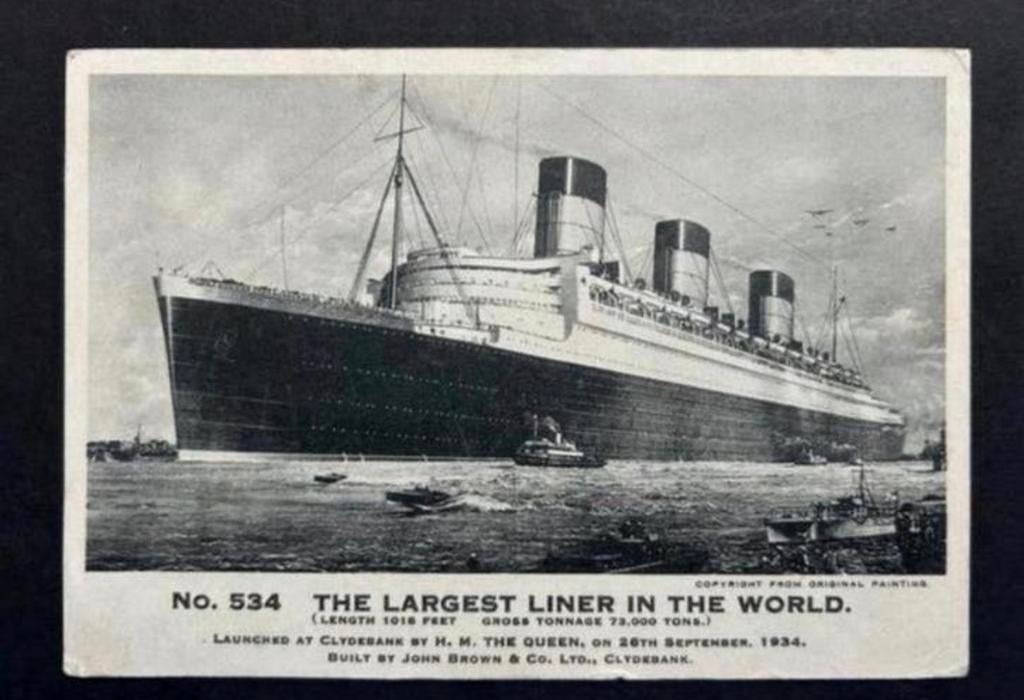 Ansichtkaart Mayden Voyage Queen Mary, 1934, Ophalen of Verzenden, Zo goed als nieuw, Kaart, Foto of Prent