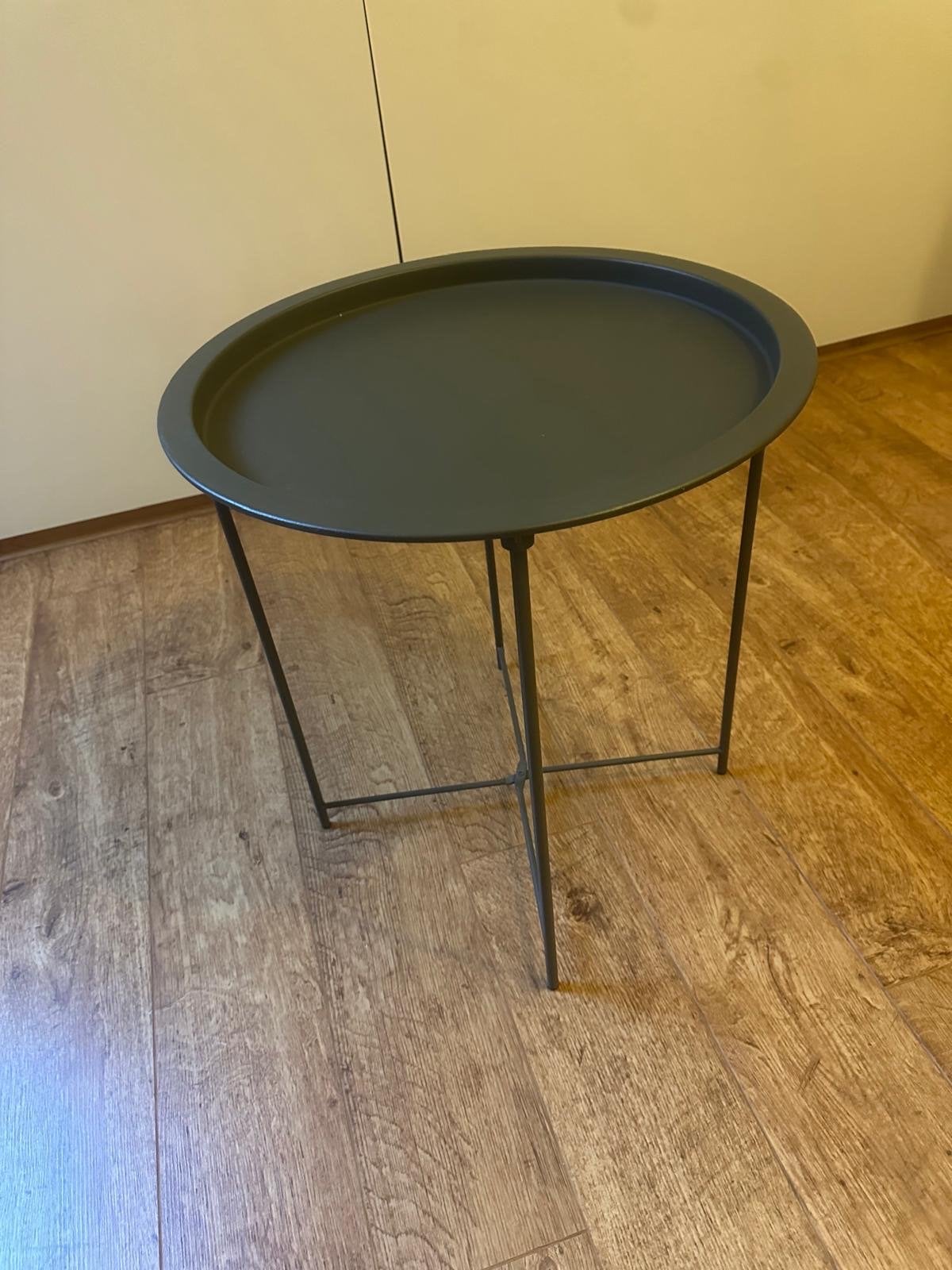 Bijzettafel / Nachtkastje / Side Table - Donkergrijs, Minder dan 55 cm, Gebruikt, Metaal of Aluminium, Rond