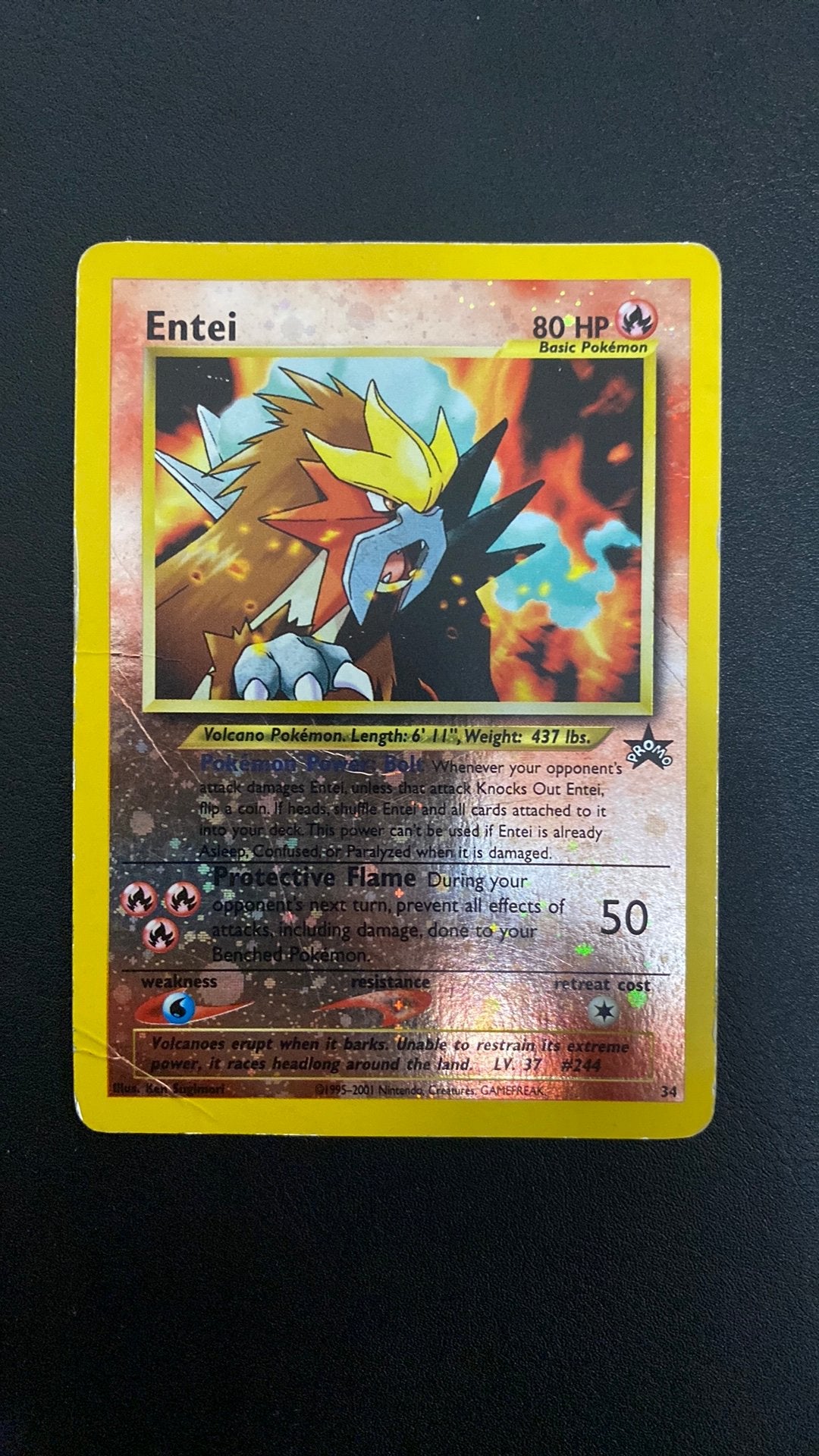 Pokemon entei black star promo 34, Ophalen of Verzenden, Gebruikt, Losse kaart