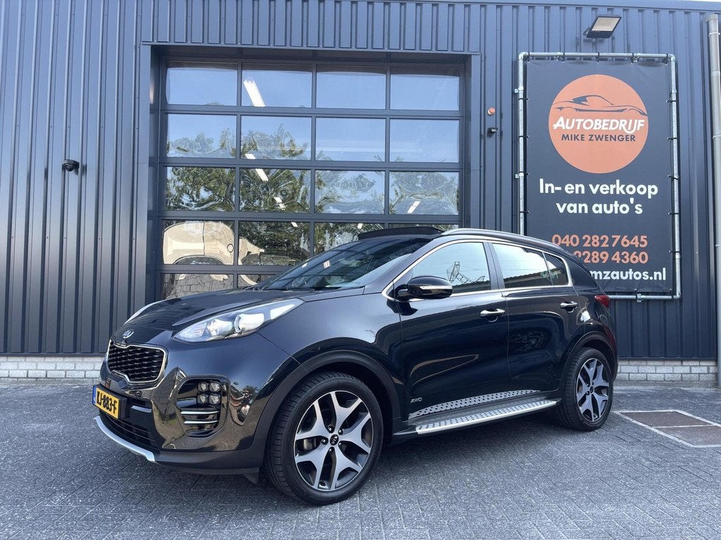Kia Sportage 1.6 T-GDI 4WD GT-Line TREKHAAK|PANORAMADAK|CAME, Auto's, Kia, Gebruikt, 4 cilinders, Zwart, Bedrijf