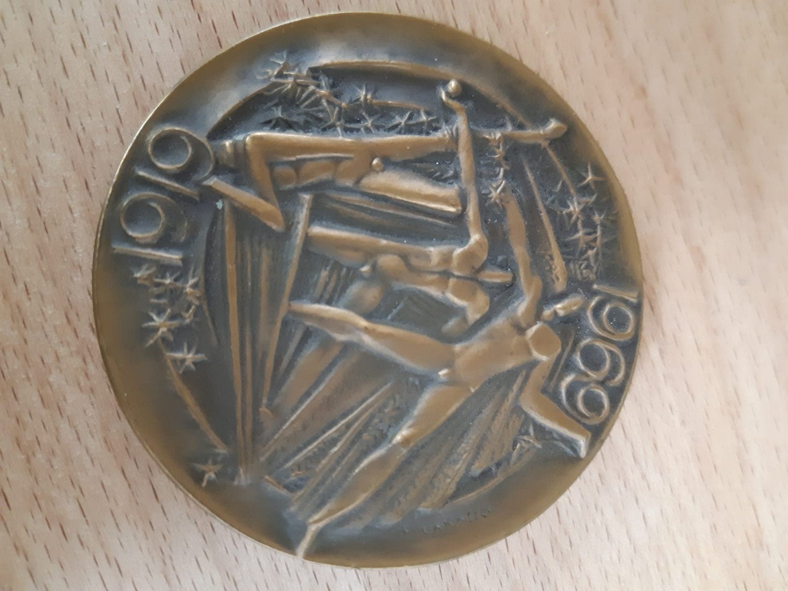 Bronzen Penning 50 jaar KLM, Ophalen of Verzenden, Zo goed als nieuw, 61 t/m 80
