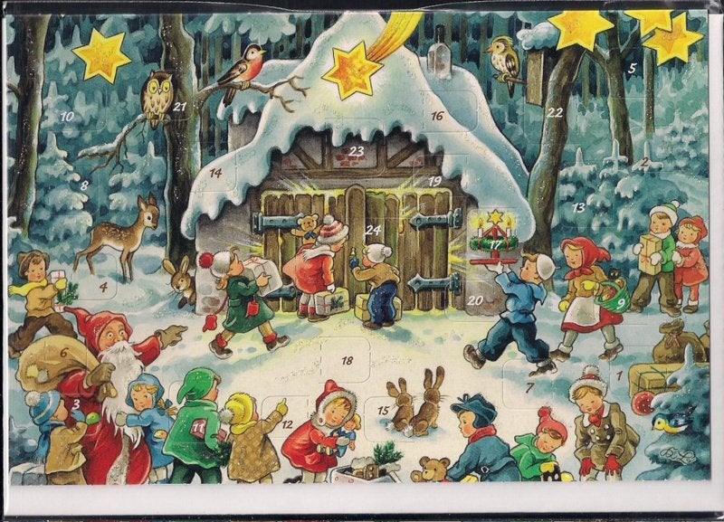 Adventskalender Kaart: Kinderen voor de stal - 12290, Ophalen of Verzenden, Nieuw