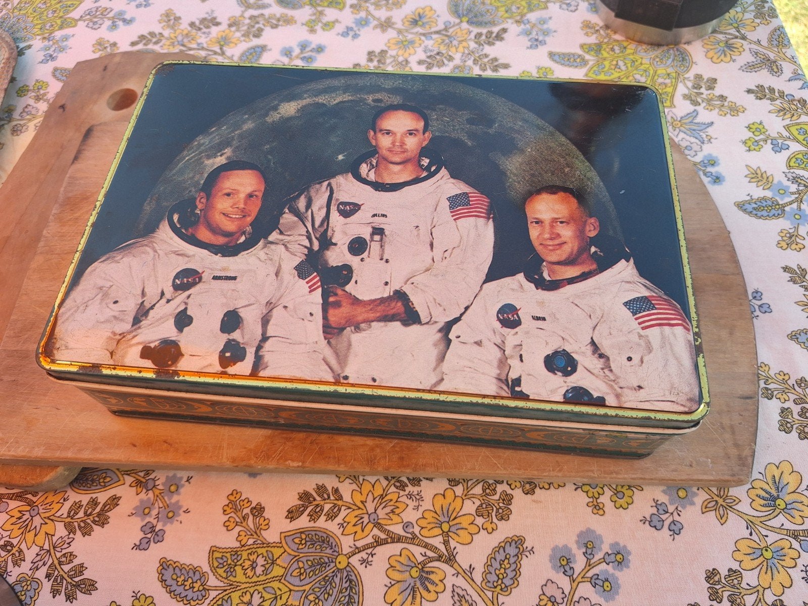 Vintage Apollo 11 Blik 1969 - Ruimtevaart Geschiedenis, Ophalen of Verzenden, Gebruikt, Overige, Overige merken