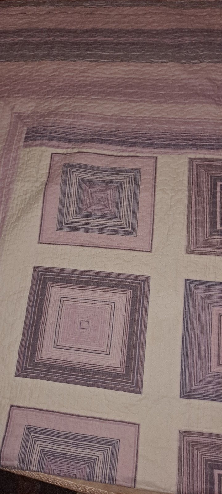 Lila/paarse sprei met strepen en vierkanten 250 bij 230, Gebruikt, Eenpersoons, Paars, Overige materialen