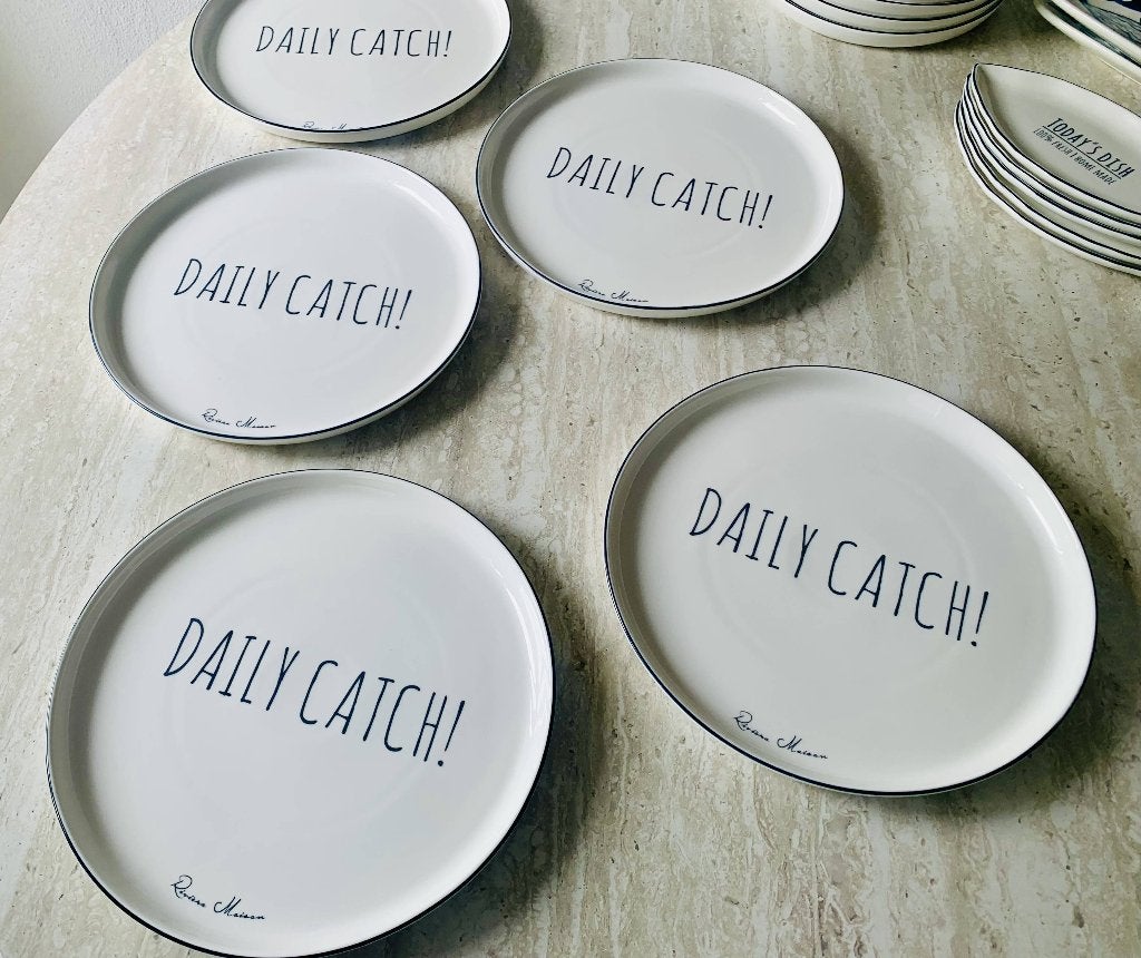 Nieuw! 5x Rivièra Maison ‘Daily Catch’ Vis Diner borden 25cm, Ophalen, Overige merken, Nieuw, Delftsblauw