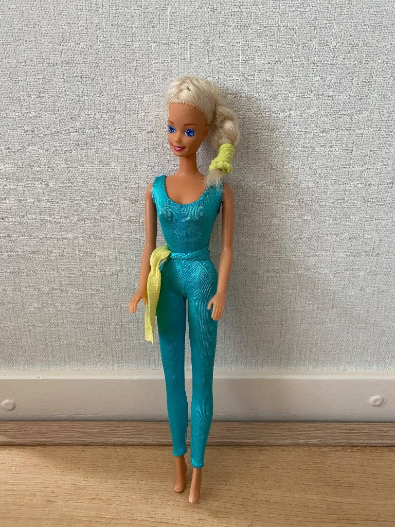 Barbie, blauw broekpak, jaren 80/90, Ophalen of Verzenden, Gebruikt, Barbie