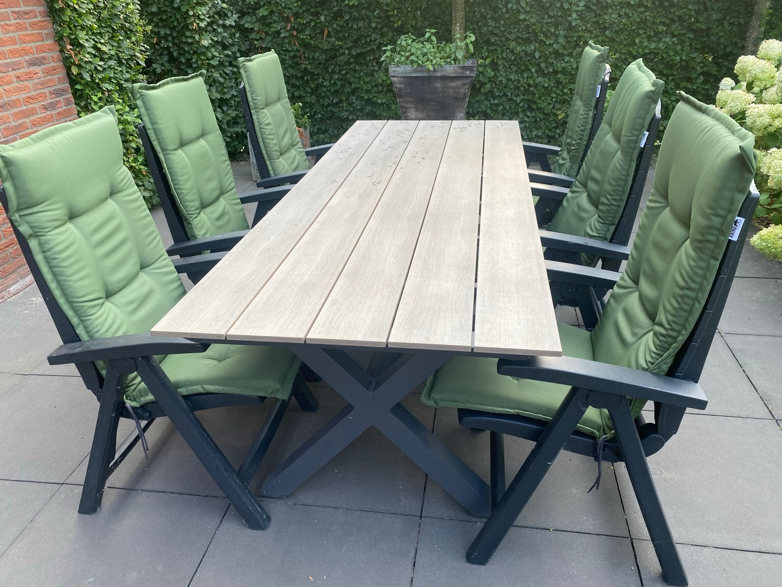 Tuinset met 6 stoelen en tafel - Zo goed als nieuw, Tuin en Terras, Ophalen, Eettafel, 6 zitplaatsen, Zo goed als nieuw