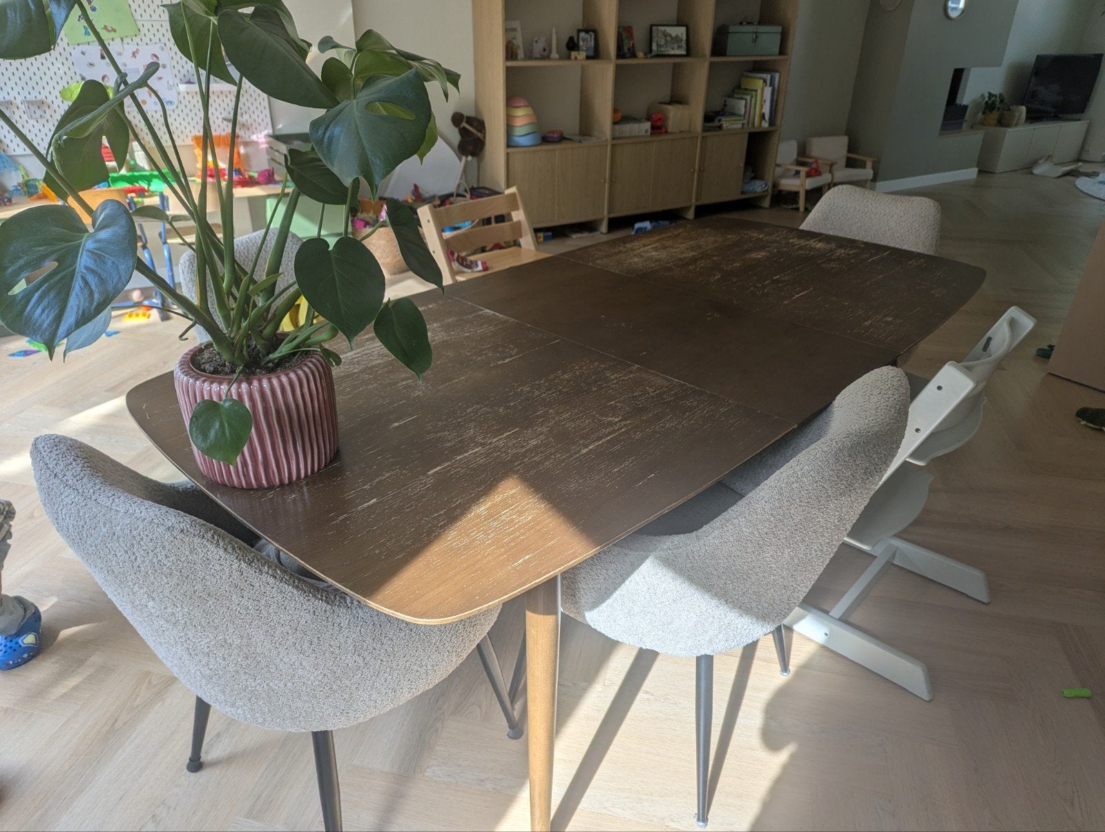 Tafel Deens ovaal 160-205cm (walnoot) 12,13,14 juni ophalen, Gebruikt, 100 tot 150 cm, 200 cm of meer, Scandinavisch