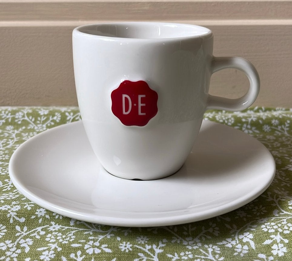 Kop en schotel Rood zegel DE Douwe Egberts, Ophalen of Verzenden, Zo goed als nieuw, Overige stijlen, Kop(pen) en/of Schotel(s)