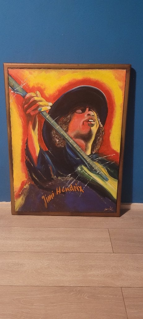 Hans Zwerver - Acryl op doek, Jimi Hendrix - Ingelijst, Antiek en Kunst, 2000 tot heden, Overige technieken, Portret, Ingelijst