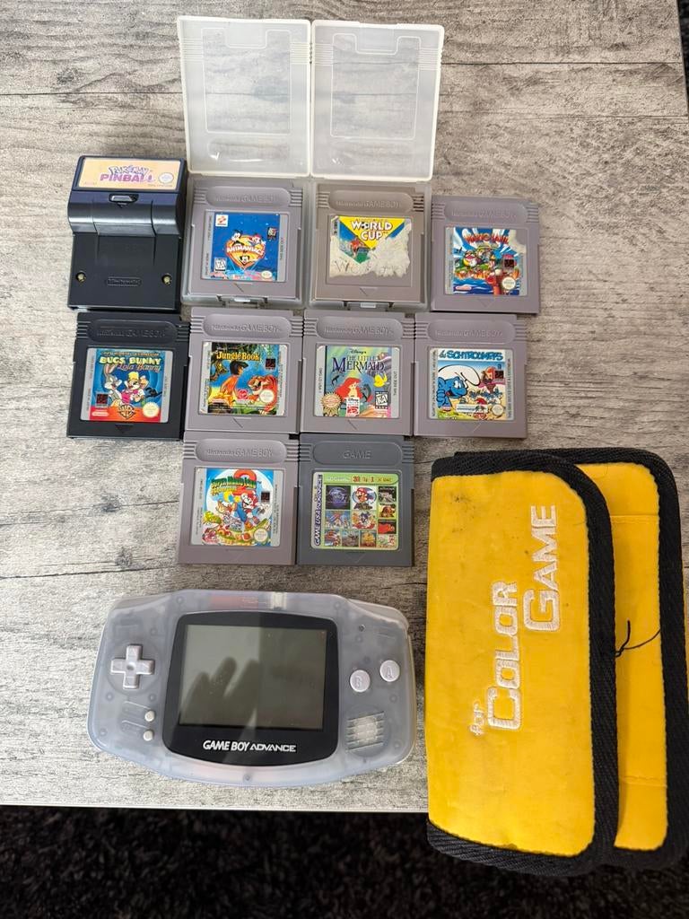 Nintendo Game Boy Advance +10 Games + Etui, Ophalen of Verzenden, Gebruikt, Game Boy Advance, Met beschermhoes of tas