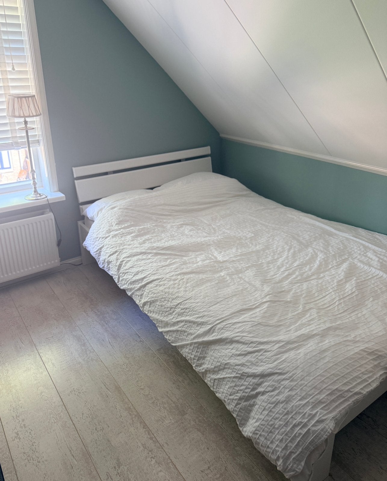 Twijfelaar 120 x 200 wit hout incl matras + molton, Ophalen, Wit, Zo goed als nieuw, Twijfelaar