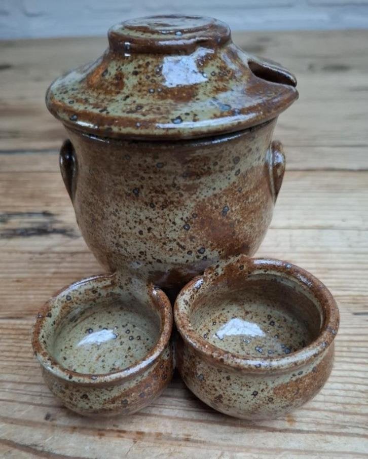 Vintage Frans gres potterie peper/ zout/ mosterd potje, Ophalen of Verzenden