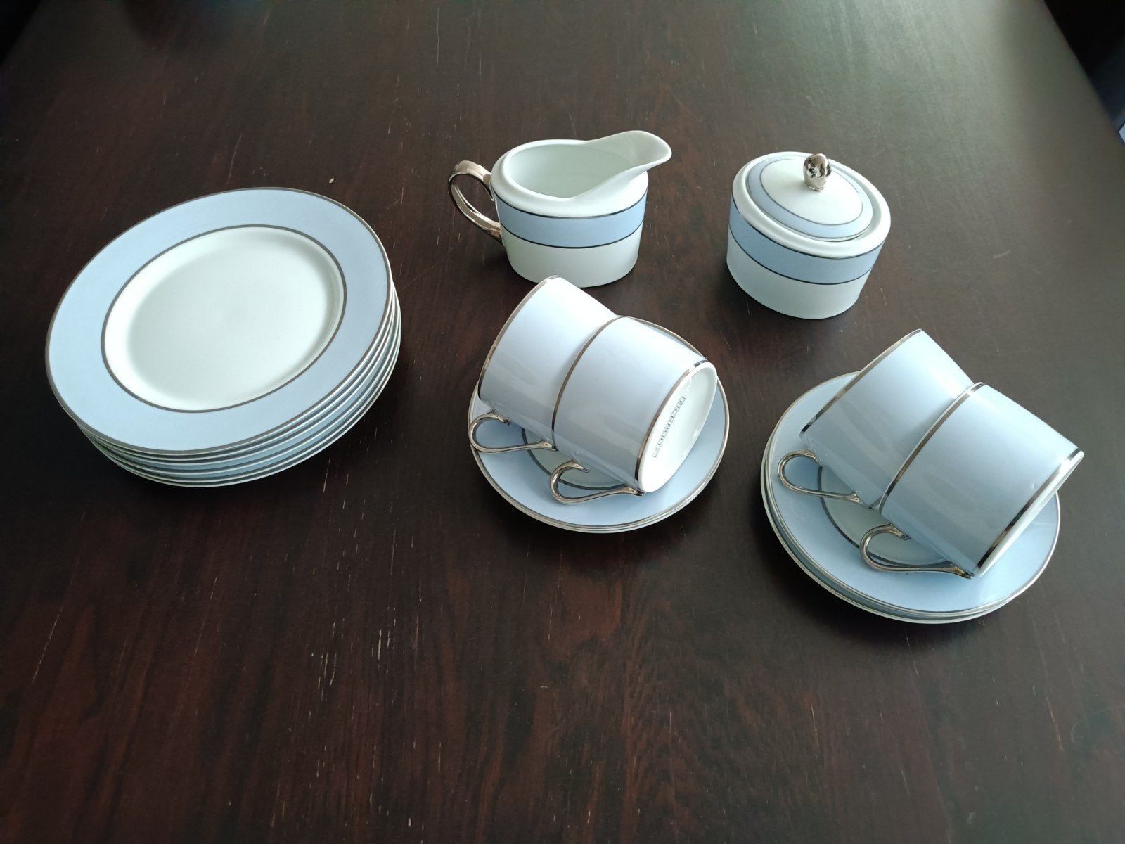 Servies Eichholtz porselein blauw-wit, Verzamelen, Ophalen, Zo goed als nieuw, Porselein, Kop en/of schotel