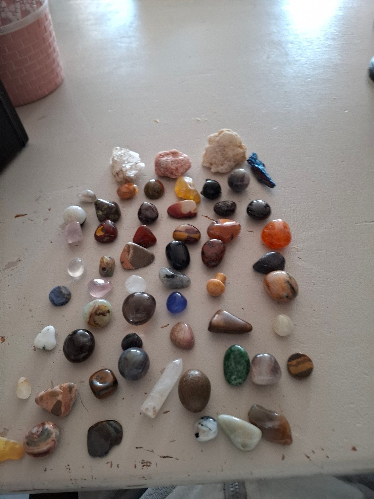 Verzameling van diverse mineralen en getrommelde stenen, Ophalen of Verzenden, Mineraal