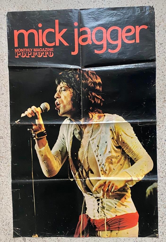 Poster Mick Jagger Popfoto 52 x 85 cm, Rechthoekig Staand, Ophalen of Verzenden, Zo goed als nieuw, A1 t/m A3