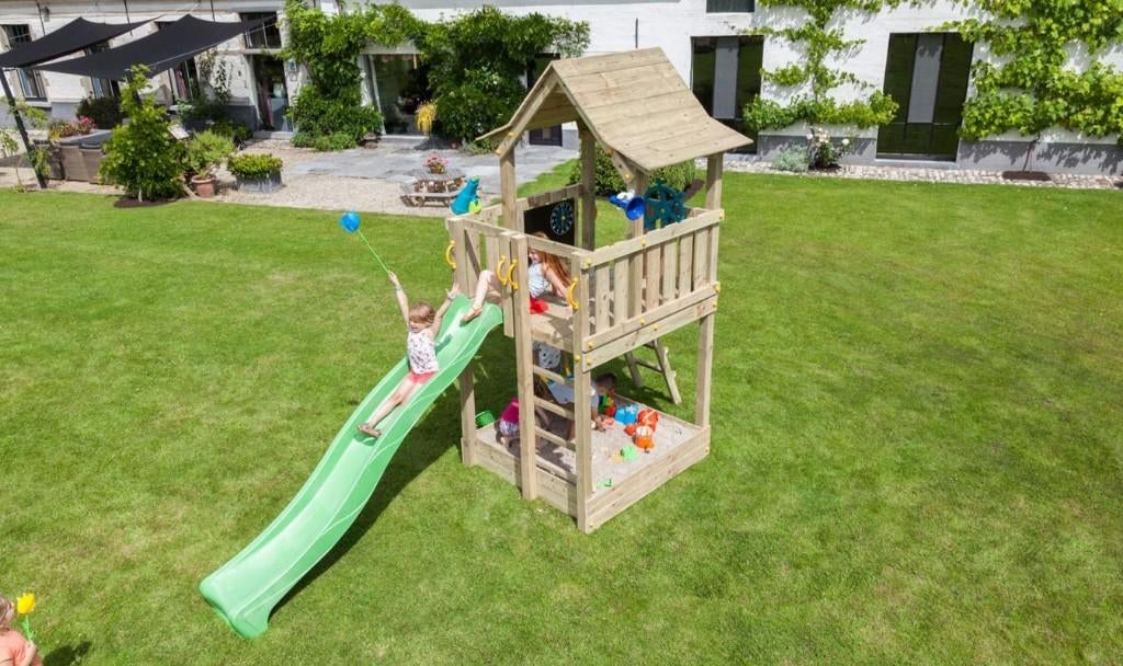 GRATIS GLIJBAAN | Houten speeltoren | Blue Rabbit Pagoda, Kinderen en Baby's, Speelgoed | Buiten | Speeltoestellen, Nieuw, Glijbaan