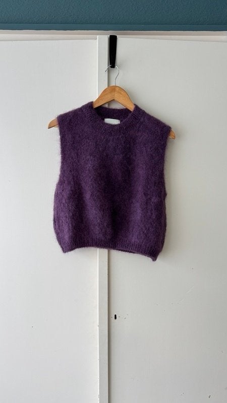 La Bella Moda kid mohair gebreid vest paars S 36 38, Paars, Ophalen of Verzenden, Zo goed als nieuw, La Bella Moda