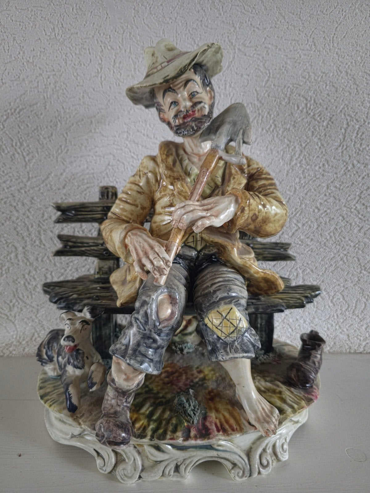 Vintage Italiaanse Bassano Keramiek Beeldje Boerenman, Ophalen