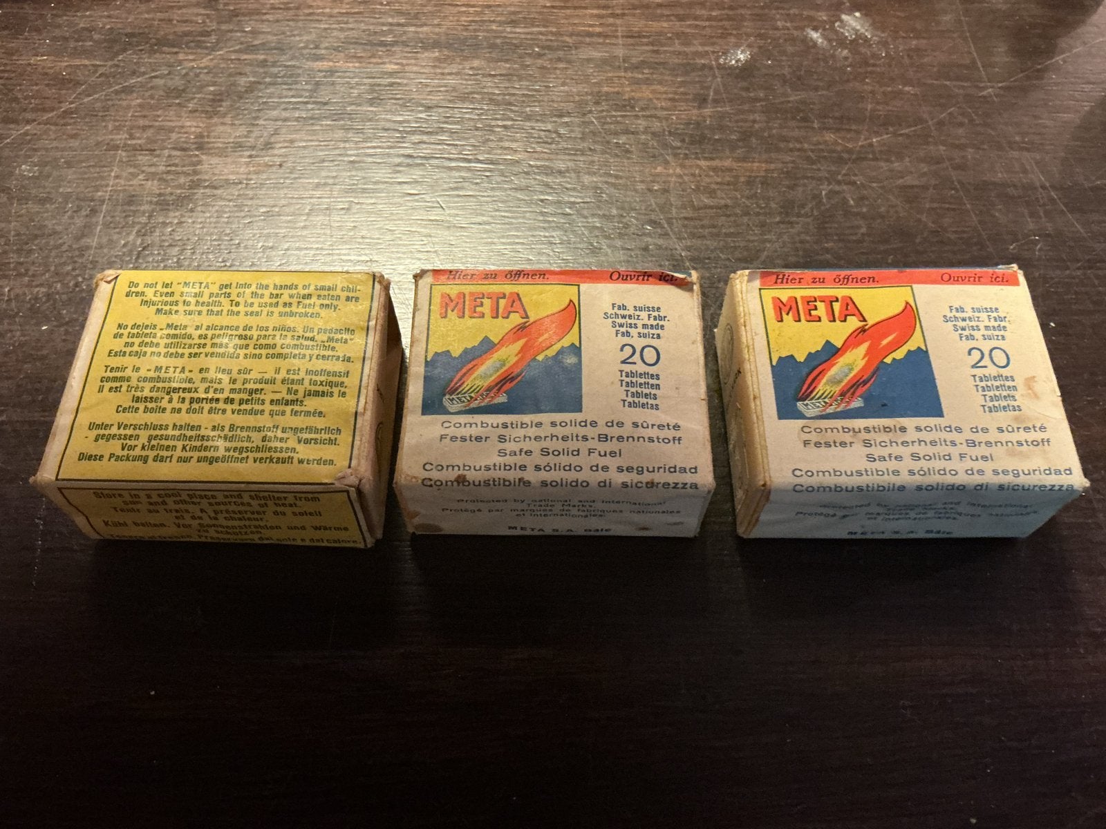 Vintage Meta Safe Solid Fuel tabletten - 3 stuks opbr giro55, Ophalen of Verzenden