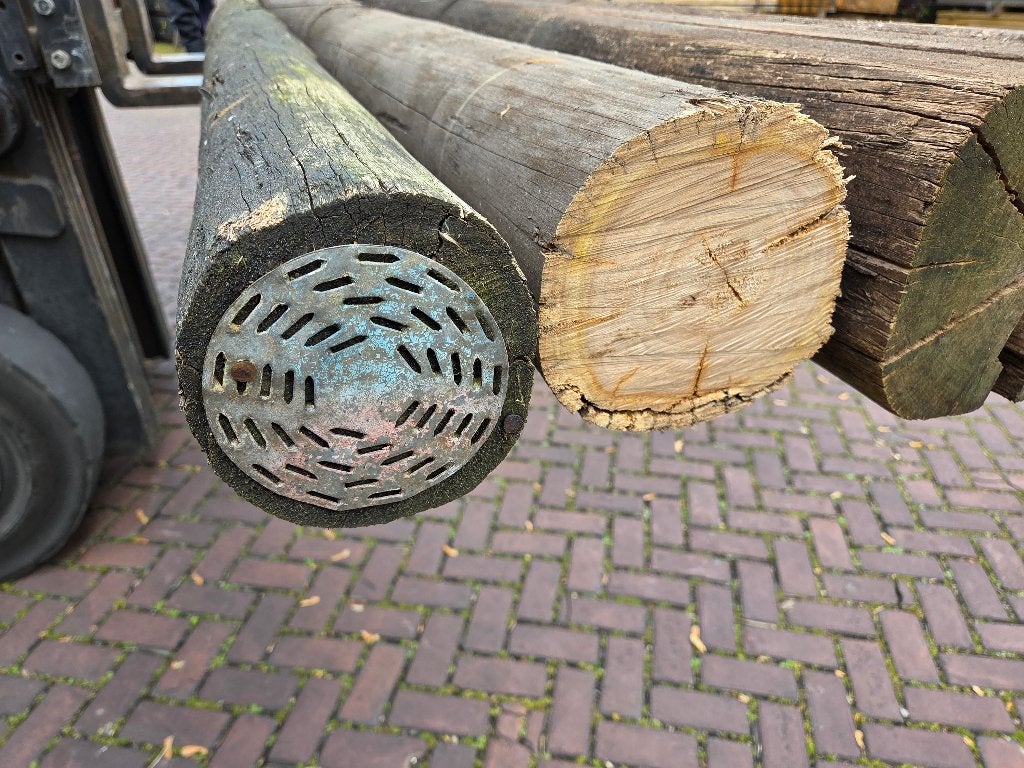 Gebruikte hardhouten ronde palen onbehandeld - nr: HB428, Tuin en Terras, Ophalen, Gebruikt, 250 cm of meer, Palen
