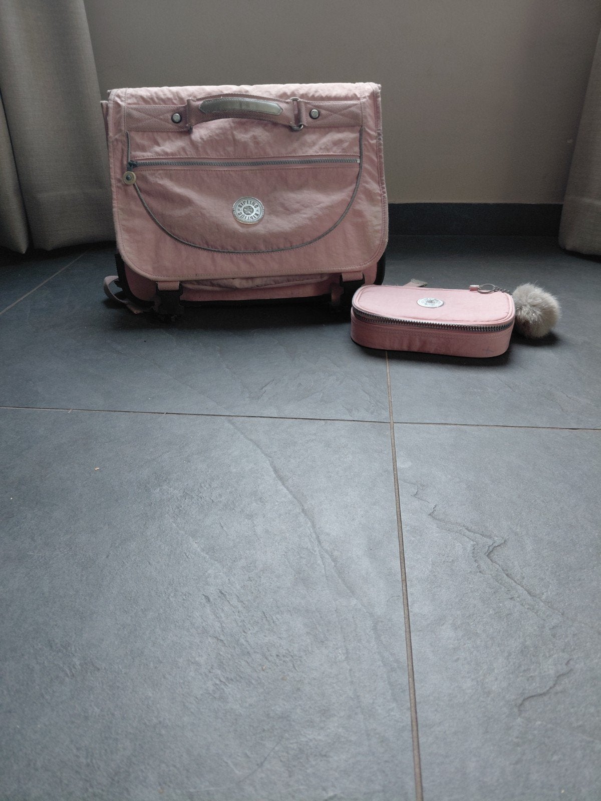 Kipling Schooltas met bijpassende etui - Roze, 40 cm of meer, Gebruikt, Kipling, Ophalen of Verzenden