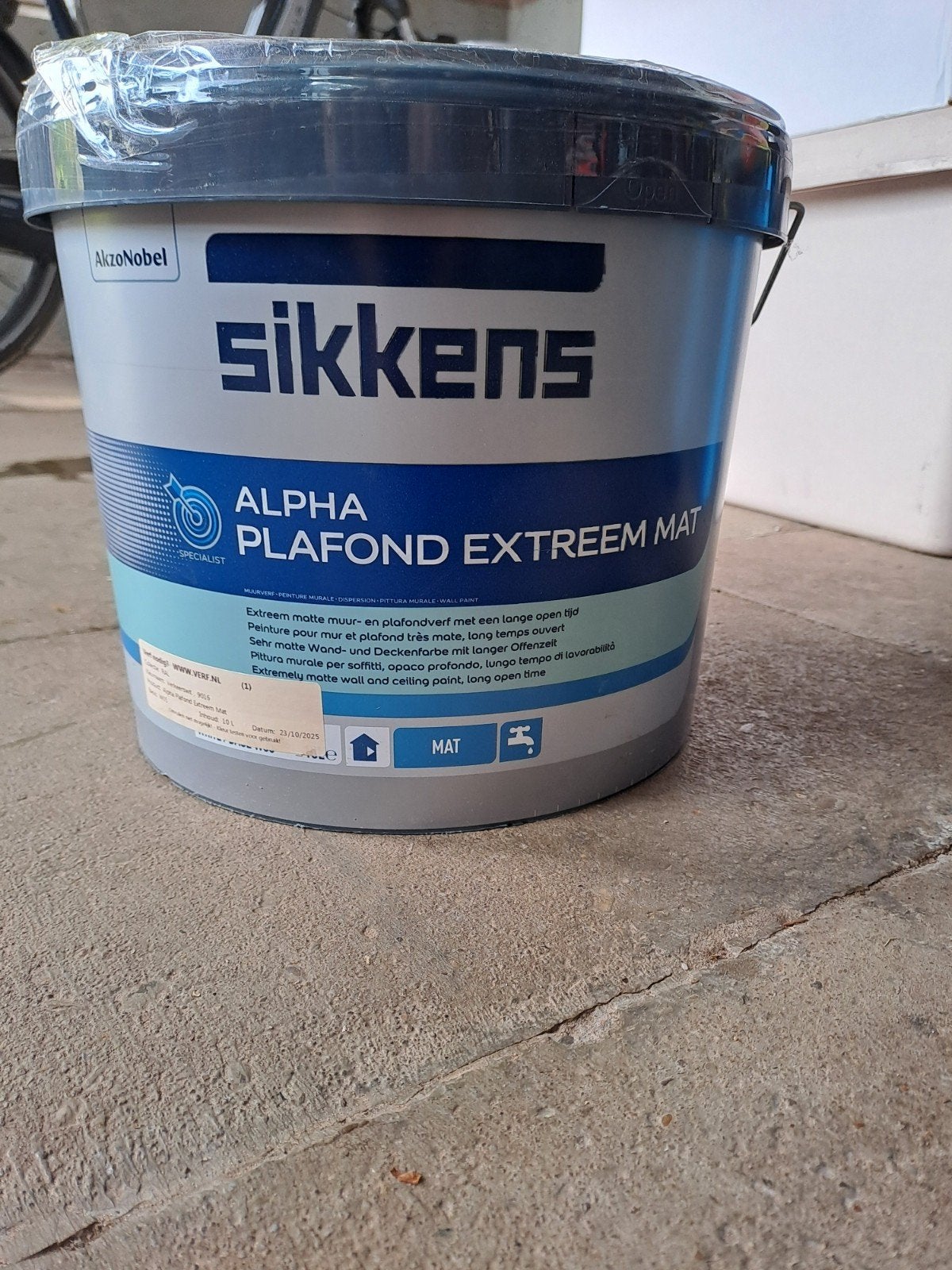 Sikkens Alpha Plafond Extreem Mat Verkeerswit 10L, Wit, Nieuw, Ophalen of Verzenden, Verf