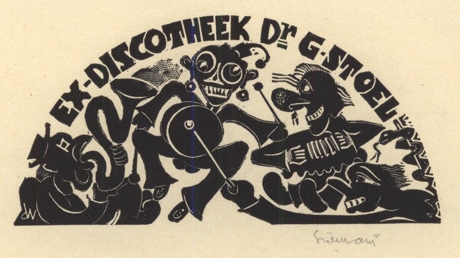 0401 Ex Libris Nederland : Cor de Wolff, 1946, Antiek en Kunst, Kunst | Etsen en Gravures, Verzenden, Ex libris