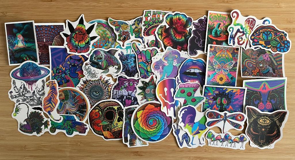 Hippie trippy kleuren stickers, Verzenden, Nieuw, Meerdere stickers