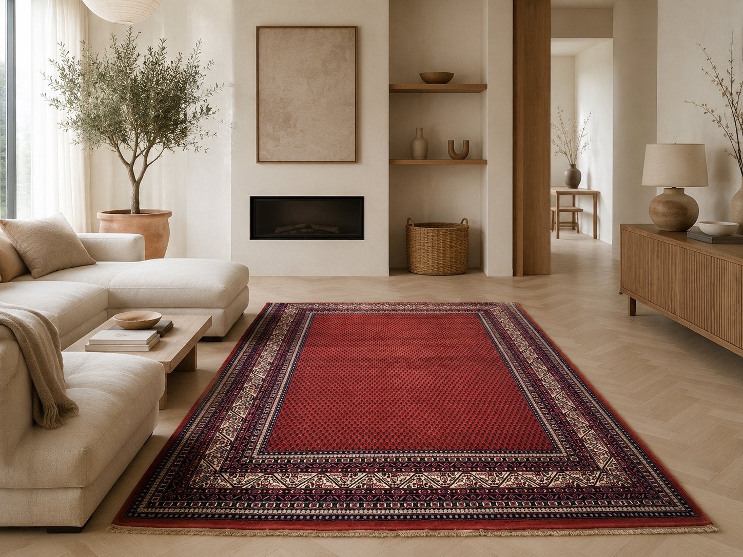 Origineel perzisch tapijt kleed rood blauw 100% wol, Ophalen, Blauw, 200 cm of meer, Zo goed als nieuw