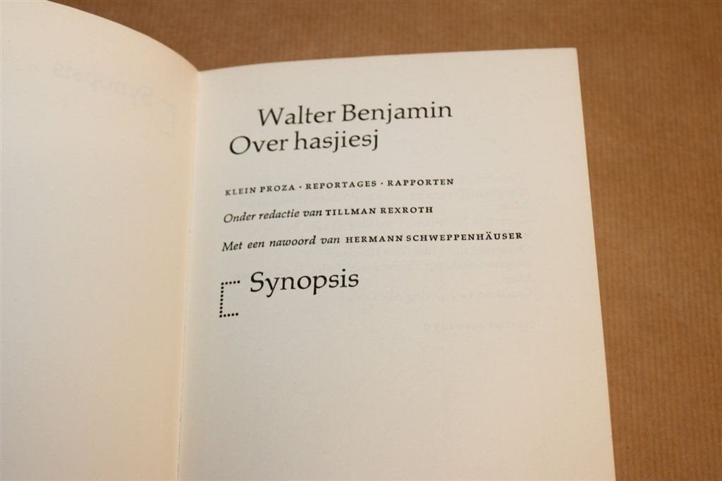 Over Hasjiesj — Klein Proza & Reportages, Benjamin 1974, Boeken, Ophalen of Verzenden, Gelezen