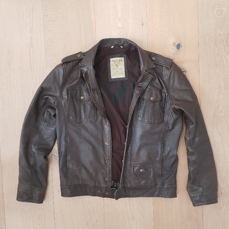 Fraai (schapen)leren jack van Guess, Maat 52/54 (L), Bruin, Ophalen of Verzenden, Guess