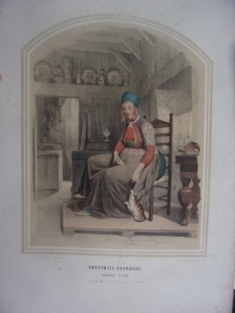 KLederdracht. Bing & Braet. Overijssel. Schokland (Eiland), 1800 - 1899, Ophalen of Verzenden, 38 cm, Met tekst