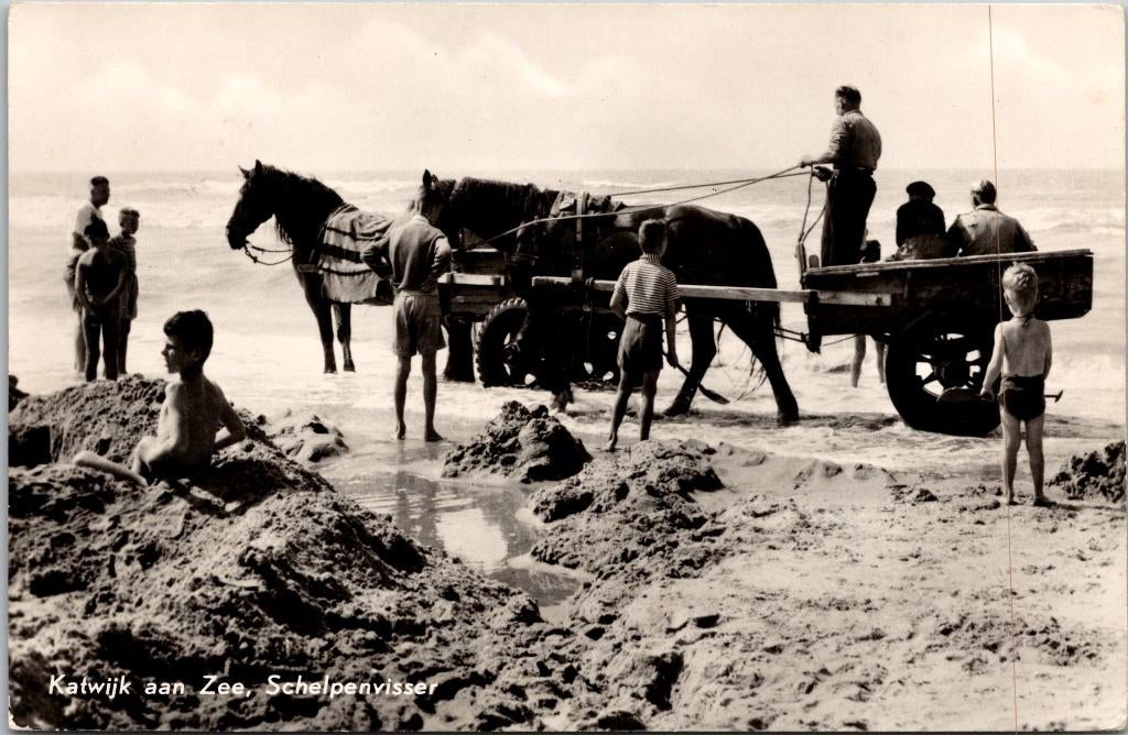 Katwijk aan Zee - Schelpenvisser (1958), Verzenden, 1940 tot 1960, Gelopen, Zuid-Holland