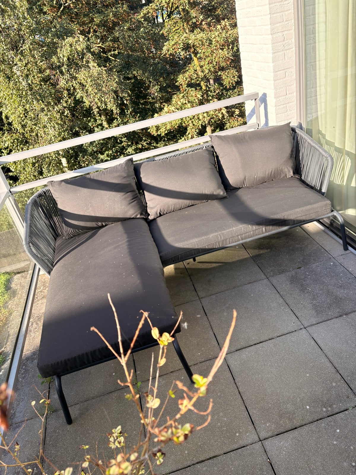 Comfortabele loungebank voor tuin of balkon, Ophalen, Gebruikt, 3 zitplaatsen, Loungeset
