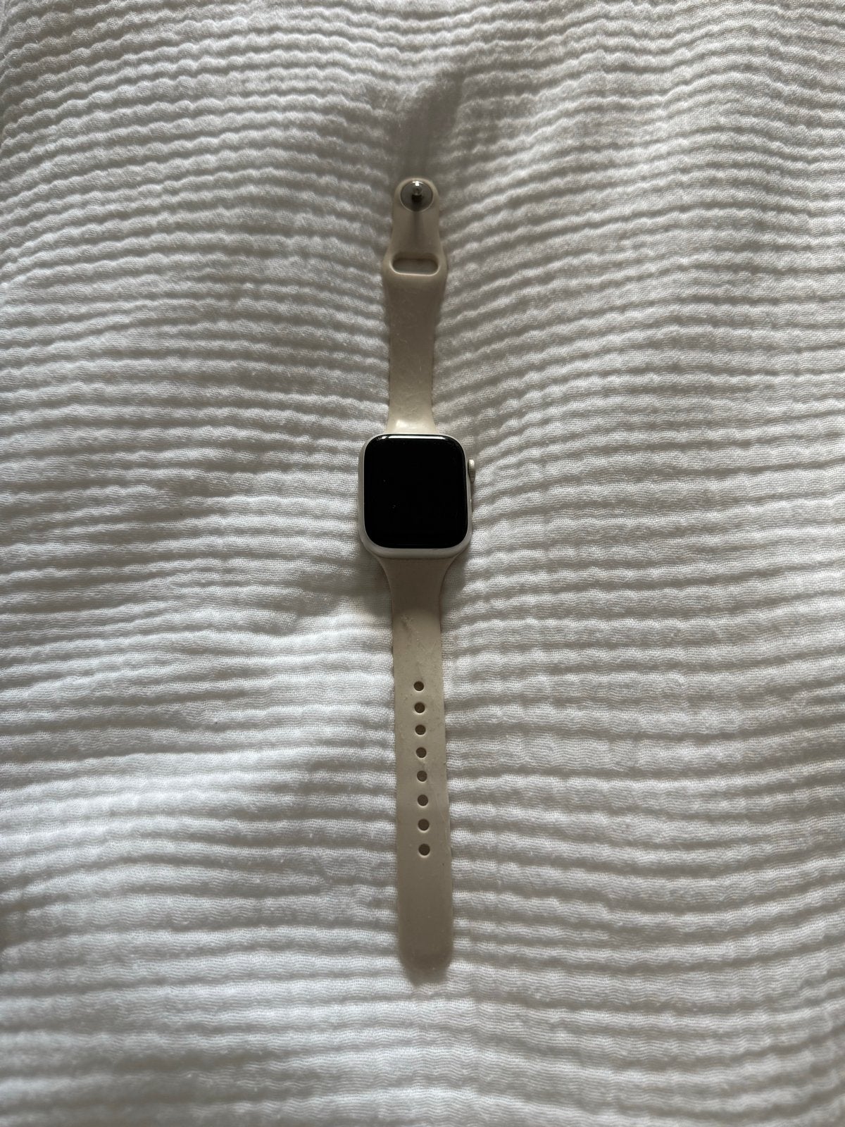 Apple Watch Series 7 (GPS) 41mm Aluminium Starlight, Ophalen, Wit, IOS, Zo goed als nieuw