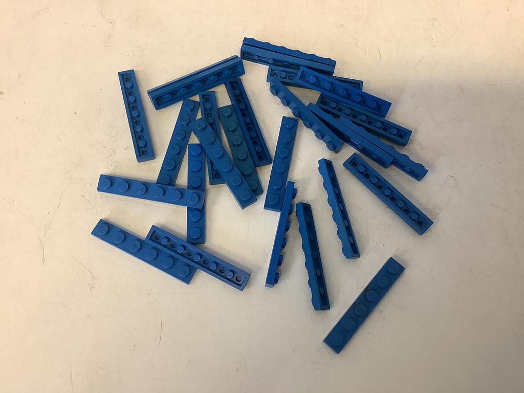 Lego plaat 1x6 blauw, Ophalen of Verzenden, Gebruikt, Losse stenen, Lego