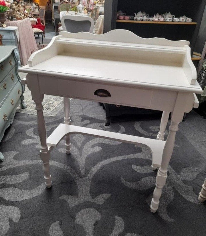 Mooie witte was tafel met spiegel, Ophalen of Verzenden, Zo goed als nieuw, 25 tot 50 cm, Rechthoekig