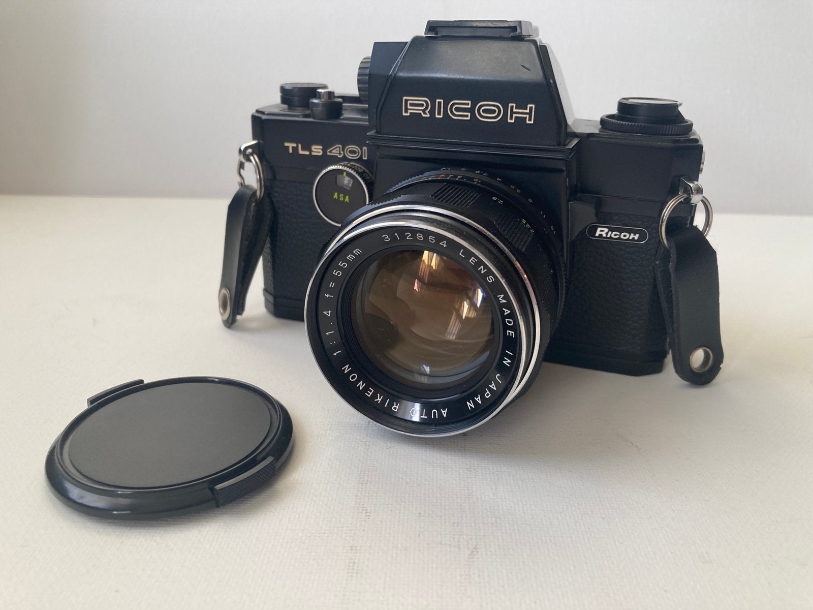 Ricoh TLS 401 Spiegelreflex met 50mm F 1.4 Rikenon Lens, Audio, Tv en Foto, Fotocamera's Analoog, Gebruikt, Spiegelreflex, Overige Merken