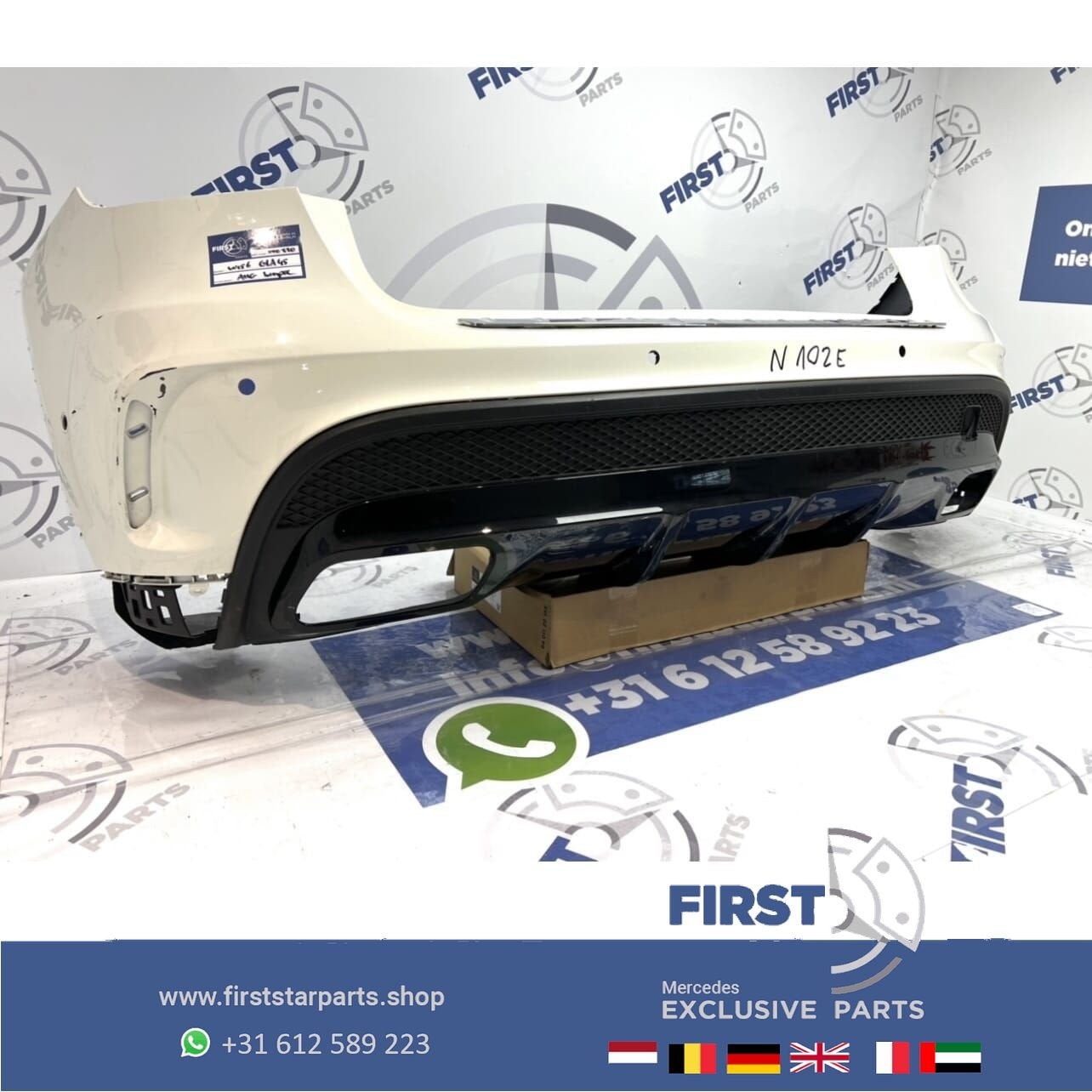 W156 GLA 45 AMG ACHTERBUMPER WIT Mercedes 2013-2018 GLA45 BU, Gebruikt, -, Ophalen of Verzenden, Achter