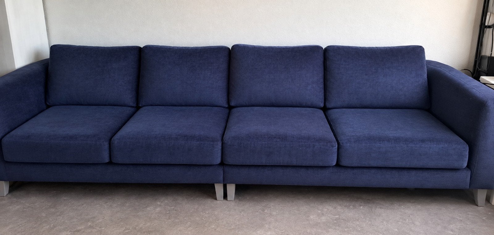 Ruime blauwe bank - Stijlvol en Comfortabel, Ophalen, Modern, Comfortabel, Gebruikt, 300 cm of meer