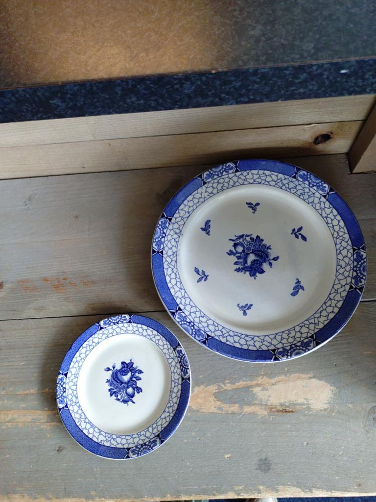 Adams 'Juliet' borden - Blauw en wit porselein, Ophalen of Verzenden