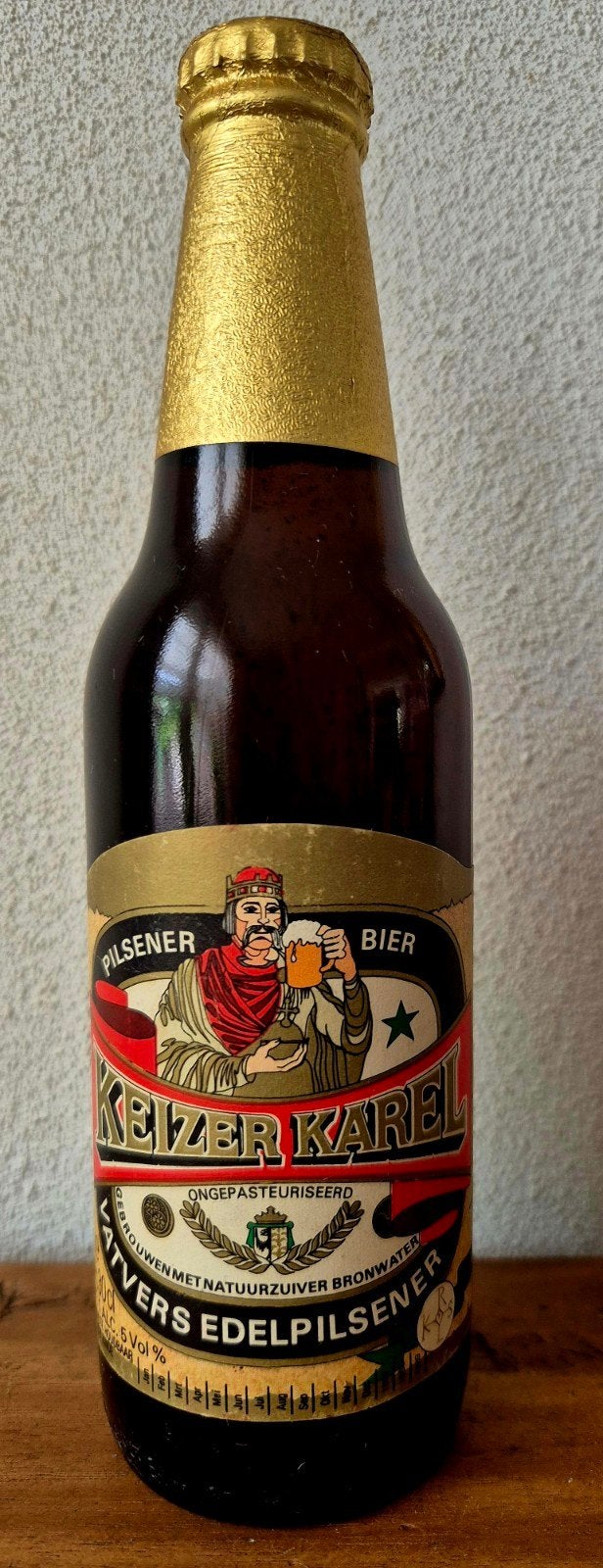 1987 fles bier KEIZER KAREL edel pils br. GULPENER GULPEN, Ophalen of Verzenden, Zo goed als nieuw, Flesje(s), Gulpener