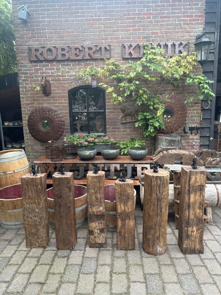 Massief houten lampenvoet - zuil, Huis en Inrichting, Ophalen, Nieuw, Nvt, Minder dan 100 cm