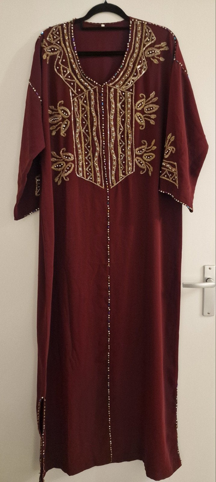 Marokkaanse caftan - Bordeauxrood, Kleding | Dames, Overige typen, Zo goed als nieuw, Rood, Ophalen